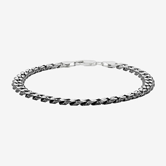 Womens Sterling Silver 8 1/2 Inch Solid Curb Chain Bracelet
