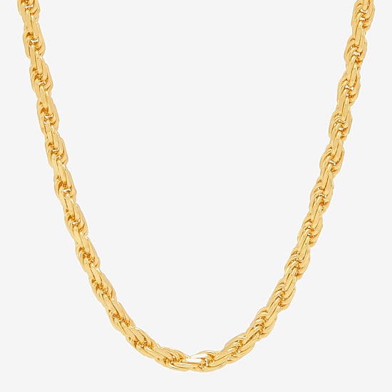 Made in Italy Womens 24K Gold Over Silver 24 Inch Rope Chain Necklace