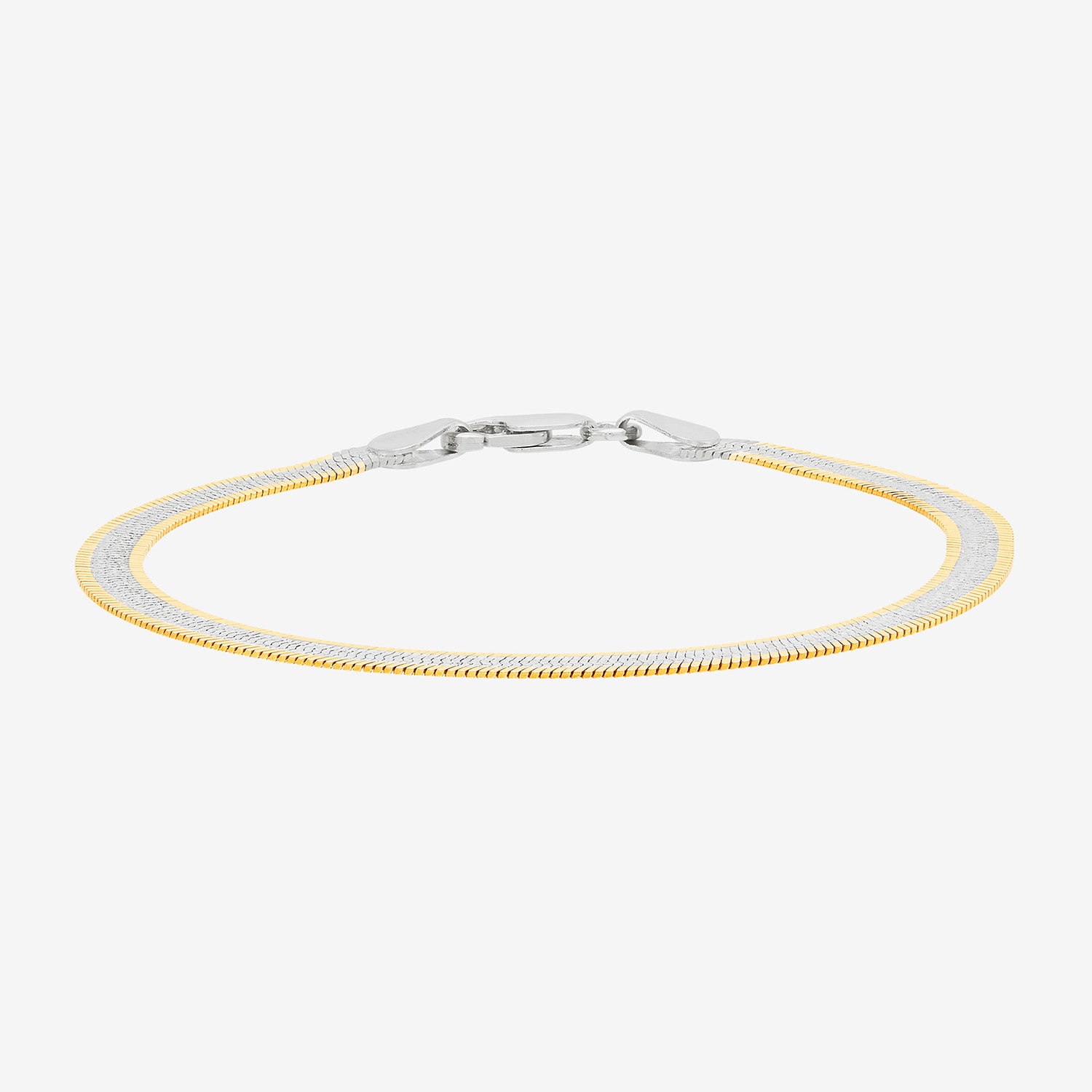 Made in Italy Womens 24K Gold Over Silver 7.5 Inch Solid Herringbone Chain Bracelet