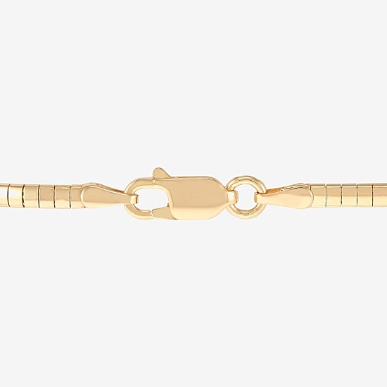 (H-I / Si2) Womens 14K Gold Over Silver 7 Inch Solid Omega Chain Bracelet