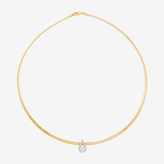 (H-I / Si2) Womens 1/3 CT. T.W. Lab Grown White Diamond 14K Gold Over Silver 17 Inch Pendant Necklace