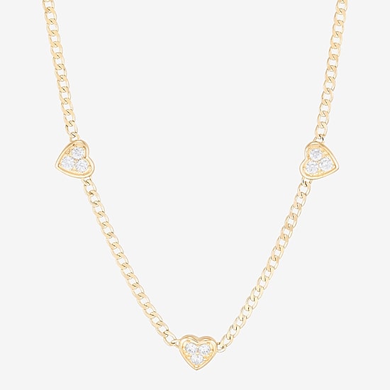 (H-I / Si2) Womens 14K Gold Over Silver 18 Inch Curb Chain Necklace