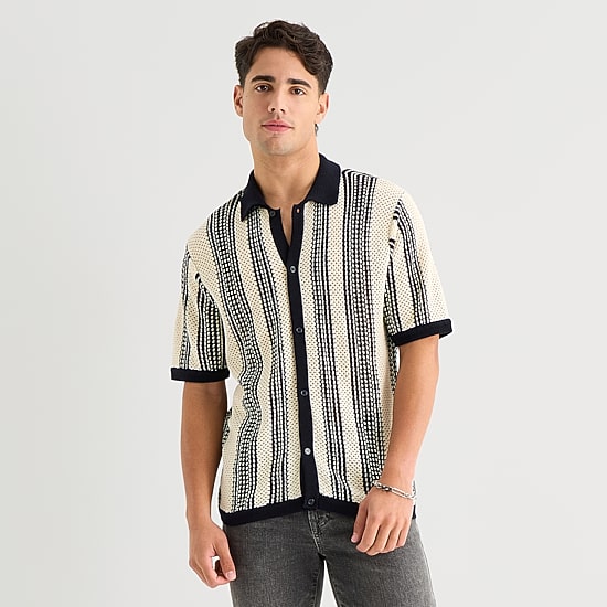 Arizona Mens Short Sleeve Button Polo Sweater
