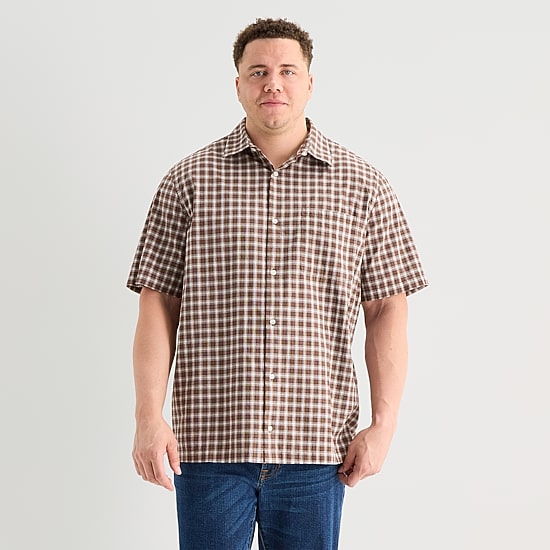 Arizona Mens Short Sleeve Classic Fit Big and Tall Button-Down Shirt