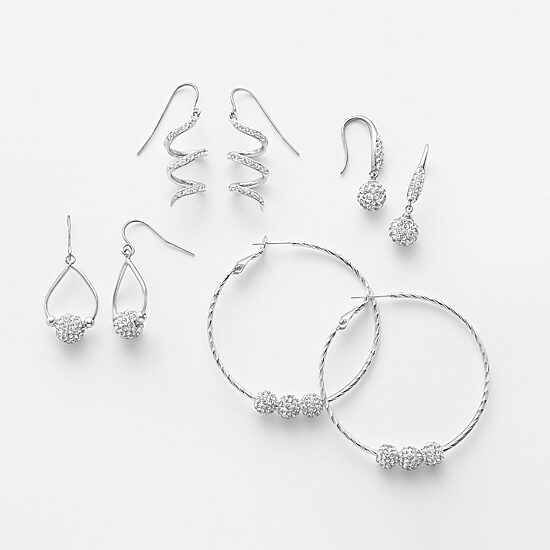 Sparkle Allure Womens Crystal Pure Silver Over Brass Pear Drop Earrings