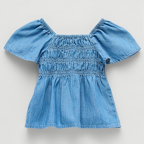 Okie Dokie Smocked Toddler & Little Girls Square Neck Short Sleeve Blouse