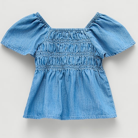 Okie Dokie Smocked Toddler & Little Girls Square Neck Short Sleeve Blouse