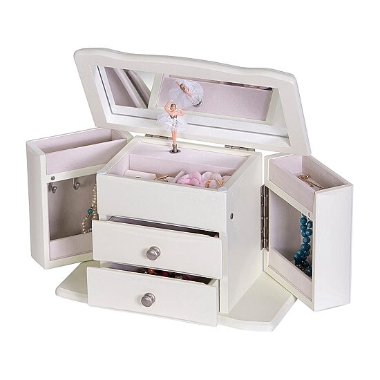 Mele and Co  Angelica Musical Ballerina White Jewelry Box