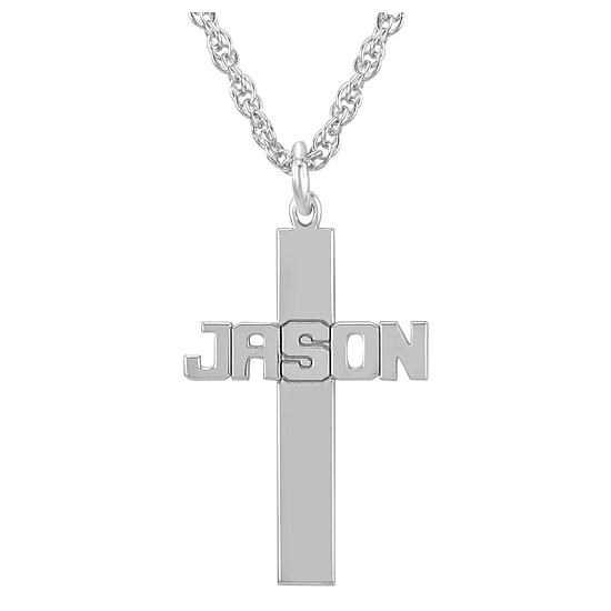 Personalized Sterling Silver Cross Pendant Necklace