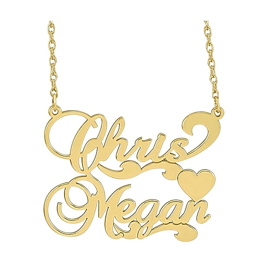 Personalized 14K Gold Over Sterling Silver Couples Necklace 