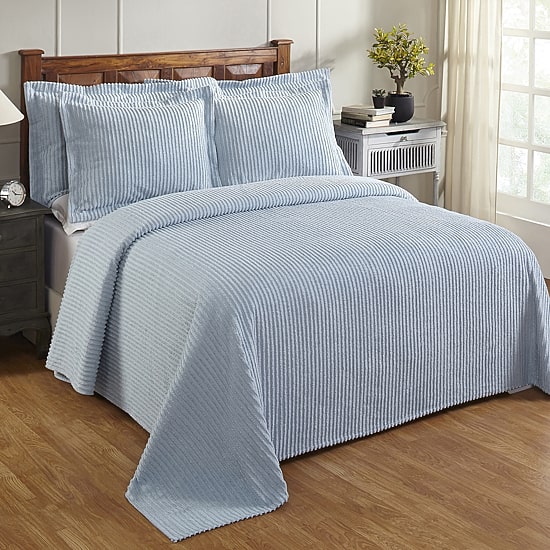 Better Trends Jullian 100% Cotton Chenille Tufted Stripe  Bedspread Set