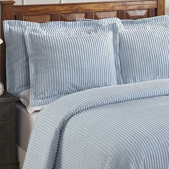 Better Trends Jullian 100% Cotton Chenille Tufted Stripe  Bedspread Set