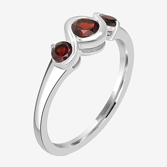 Silver Treasures Genuine Stone Sterling Silver Band