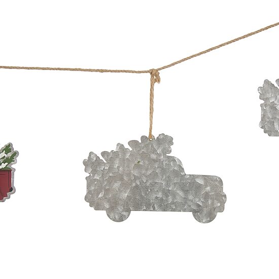 Glitzhome Metal Red Truck Indoor Garland