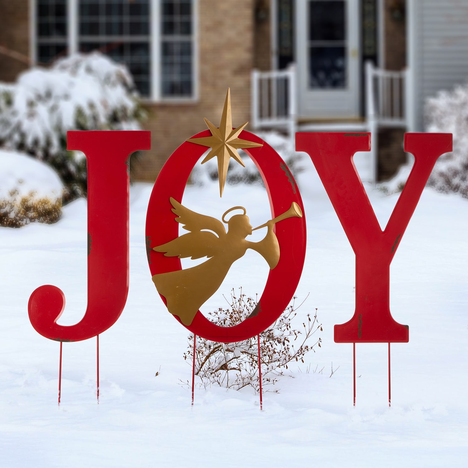 Glitzhome Metal Joy Angel Christmas Yard Art