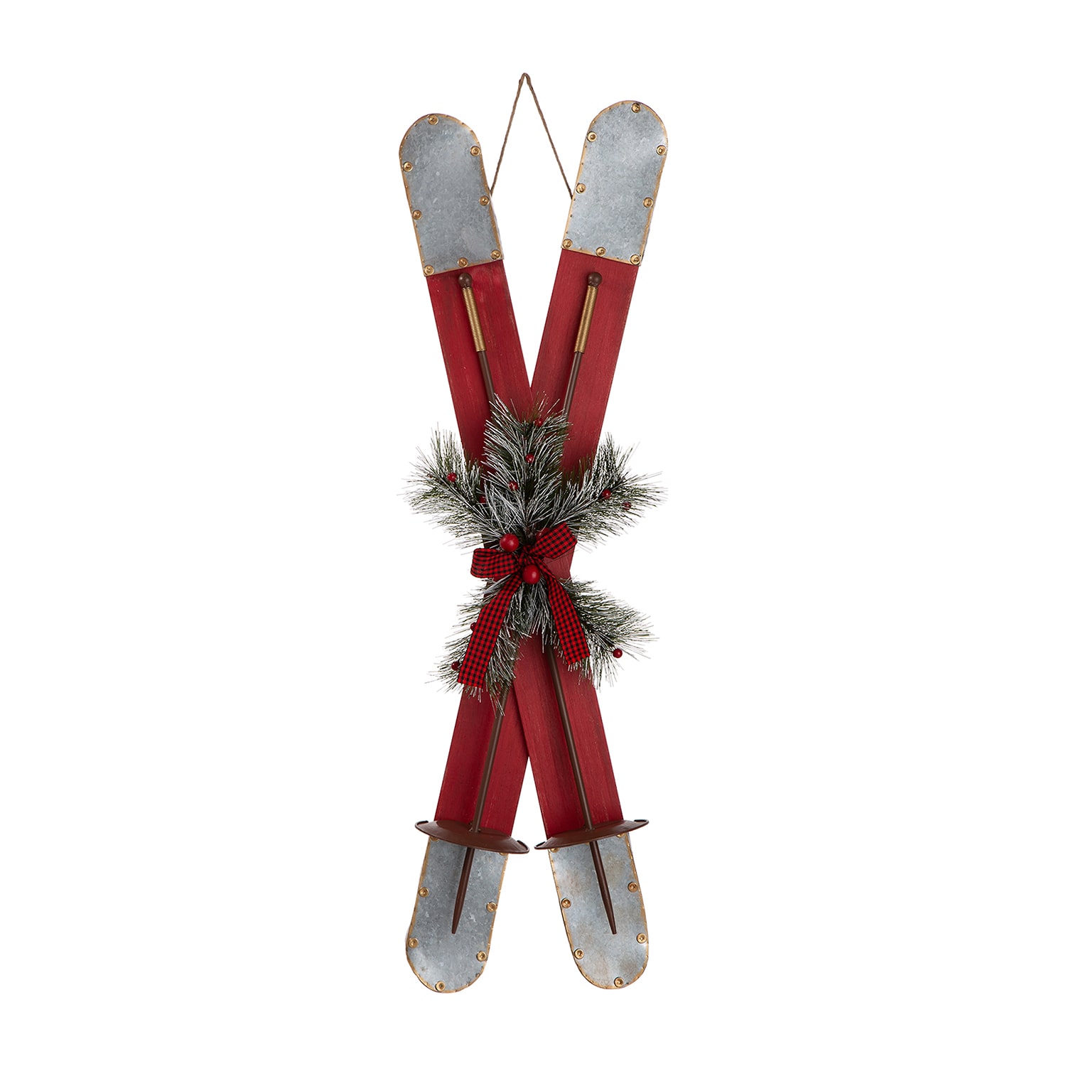 Glitzhome Red Wooden Christmas Porch Sign