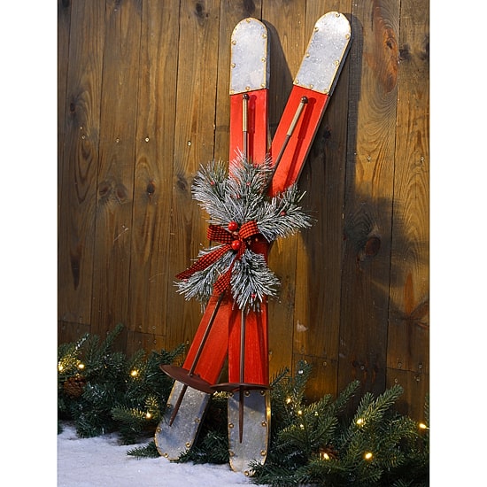 Glitzhome Red Wooden Christmas Porch Sign
