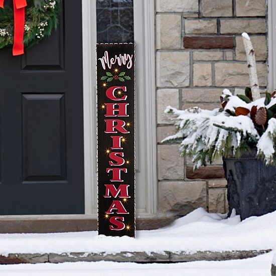 Glitzhome Wooden Christmas Porch Sign Christmas Porch Sign