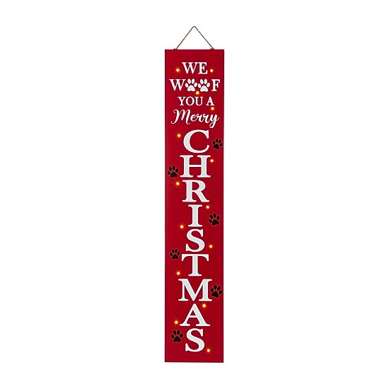 Glitzhome Lighted Wooden Pet Christmas Christmas Porch Sign