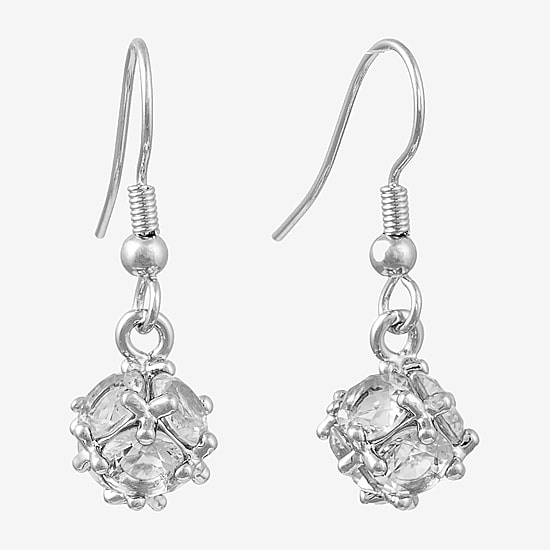 Sparkle Allure Womens Blue Crystal Pure Silver Over Brass Drop Earrings