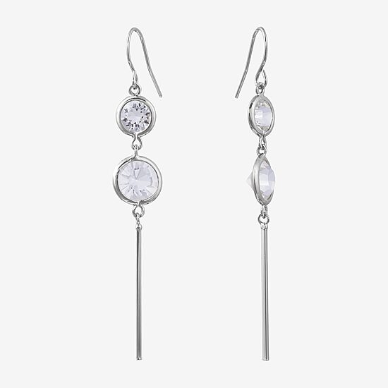 Sparkle Allure Womens Crystal Pure Silver Over Brass Drop Earrings