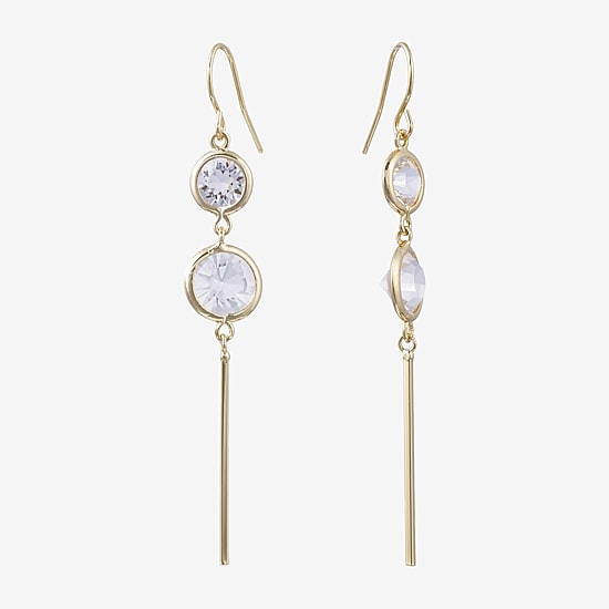 Sparkle Allure Womens Crystal 14K Gold Over Brass Drop Earrings