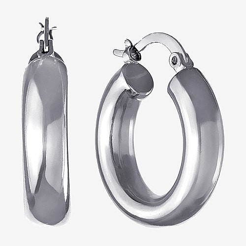 Silver Reflections Womens 25mm Hoop Earrings, One Size