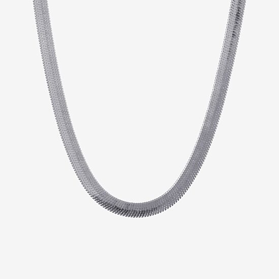 Silver Reflections Womens Pure Silver Over Brass 16 Inch Herringbone Chain Necklace