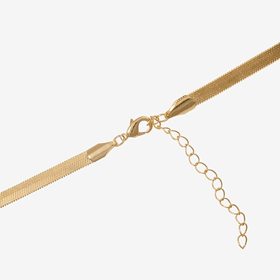 Silver Reflections Womens 14K Gold Over Brass 16 Inch Herringbone Chain Necklace