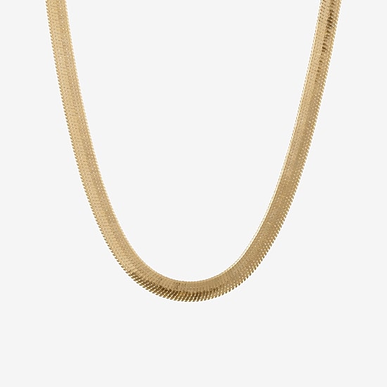 Silver Reflections Womens 14K Gold Over Brass 16 Inch Herringbone Chain Necklace
