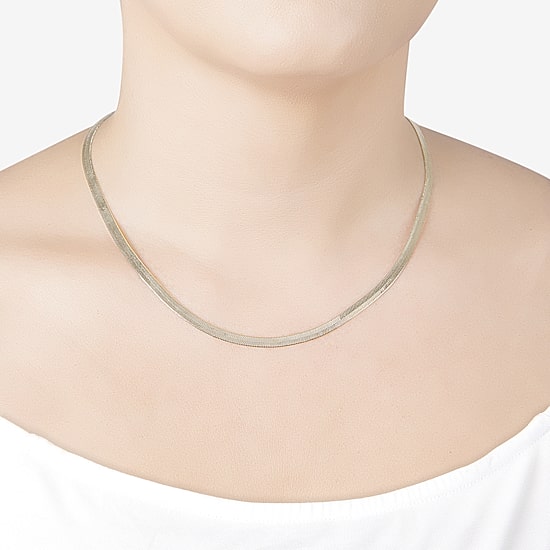 Silver Reflections Womens 14K Gold Over Brass 16 Inch Herringbone Chain Necklace