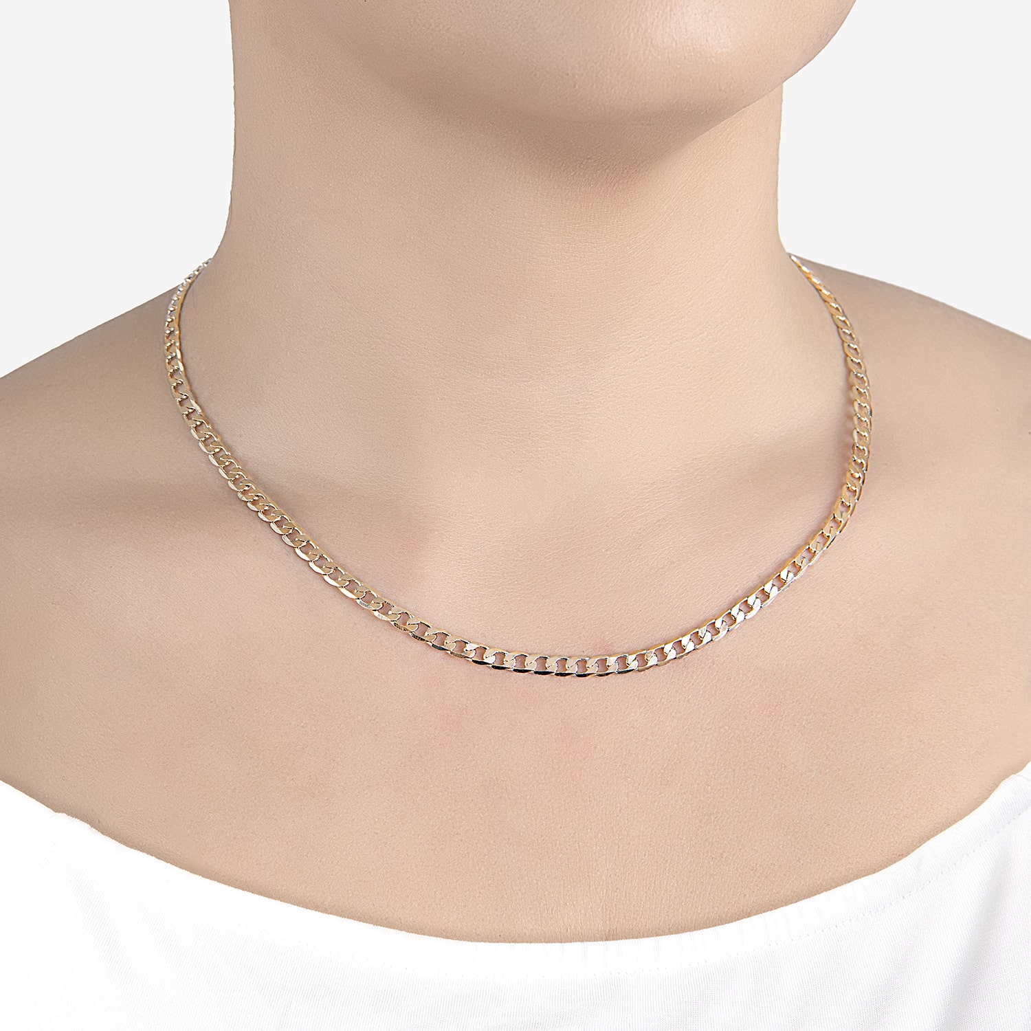 Silver Reflections Womens 14K Gold Over Brass 16 Inch Link Chain Necklace