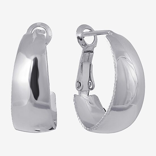 Silver Reflections Womens 20mm Hoop Earrings