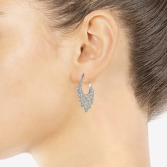 Silver Reflections Womens 34.5mm Hoop Earrings