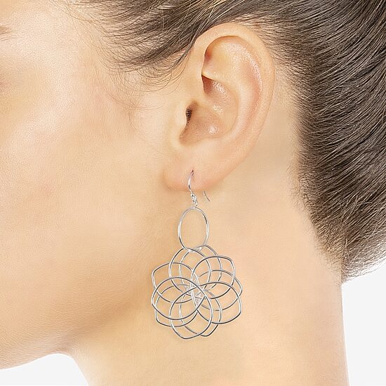 Silver Reflections Womens Pure Silver Over Brass Flower Drop Earrings