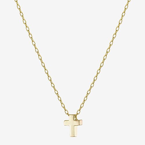 Silver Treasures Womens 14K Gold Over Silver Cross 16 Inch Pendant Necklace, One Size