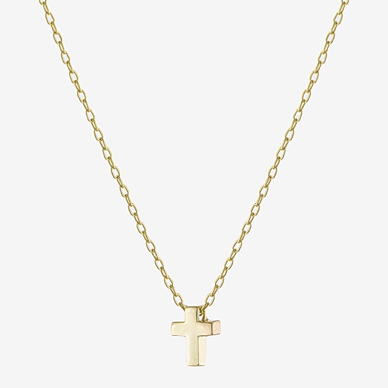 Silver Treasures Womens 14K Gold Over Silver Cross 16 Inch Pendant Necklace