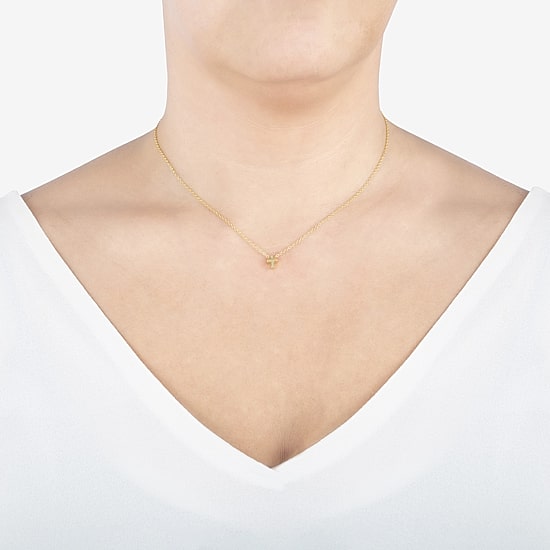 Silver Treasures Womens 14K Gold Over Silver Cross 16 Inch Pendant Necklace