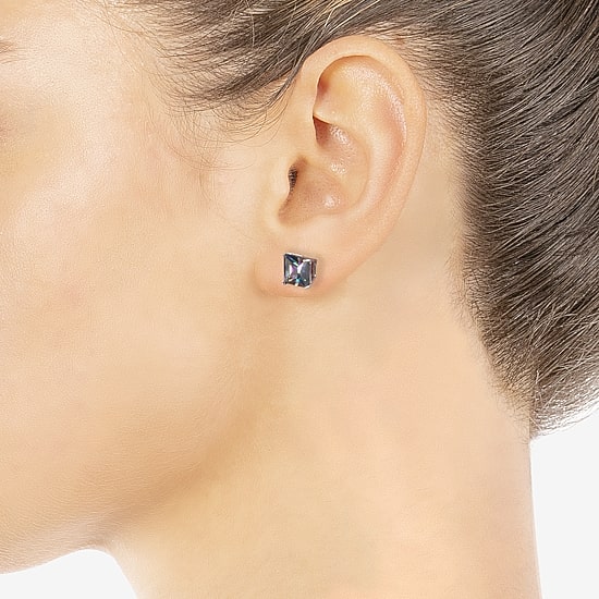 Silver Treasures Mystic Fire Cubic Zirconia Sterling Silver 7.8mm Stud Earrings