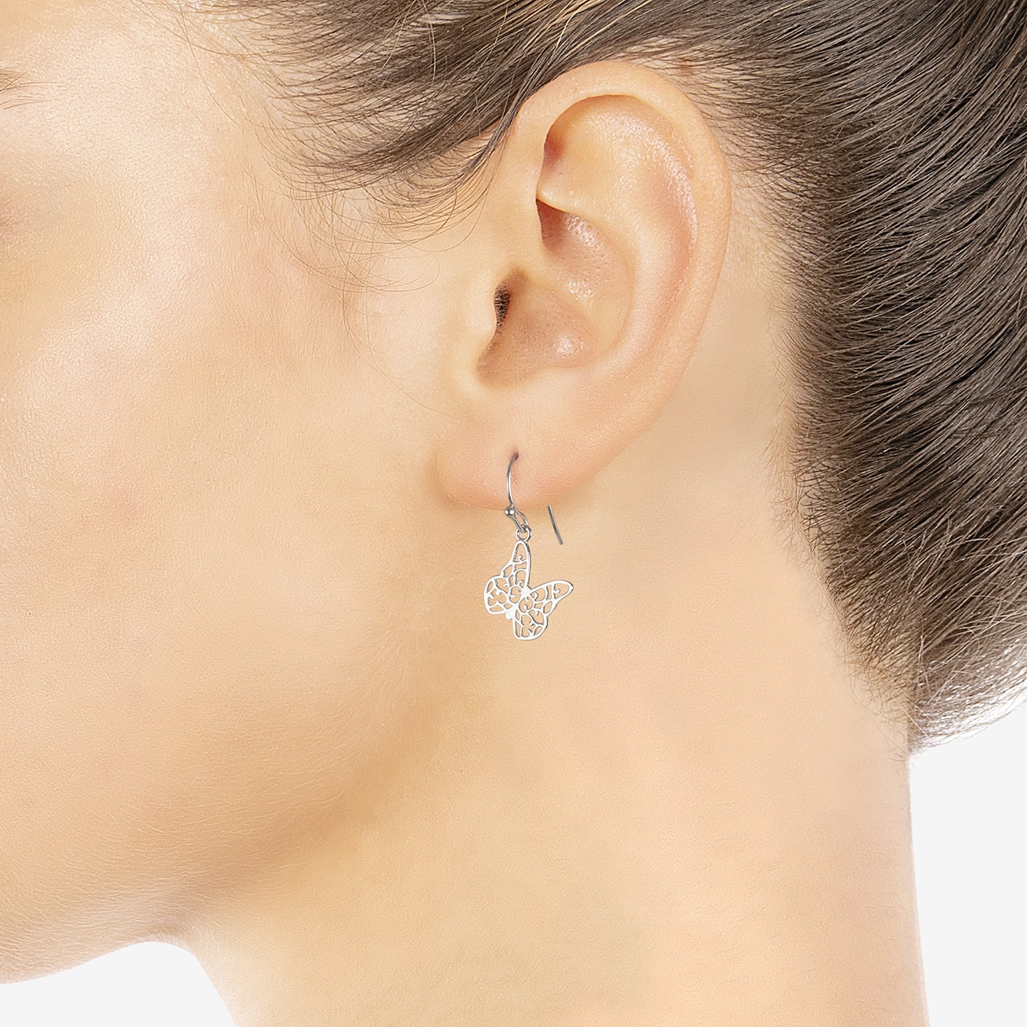 Silver Treasures Womens Sterling Silver Butterfly Drop Earrings