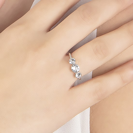Silver Treasures Womens 20.5MM Crystal Sterling Silver Band