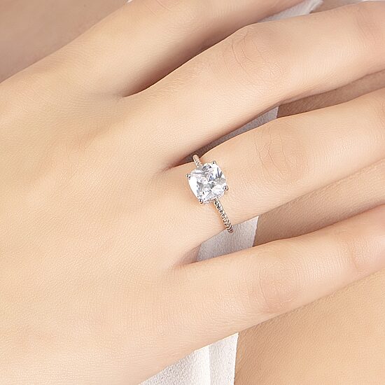 Silver Treasures Womens 20.5MM Cubic Zirconia Sterling Silver Band