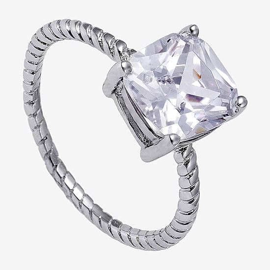 Silver Treasures Womens 20.5MM Cubic Zirconia Sterling Silver Band