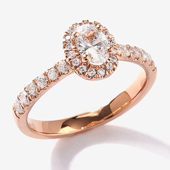 Certified (F / Si1) Womens 3/4 CT. T.W. Lab Grown White Diamond 10K Gold Oval Side Stone Halo Engagement Ring