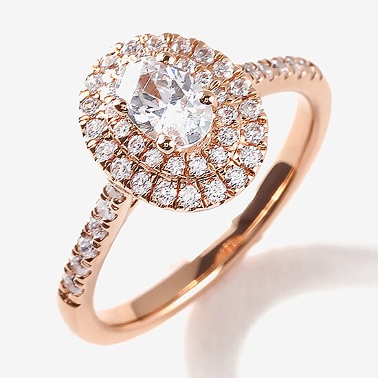 Certified (F / Si1) Womens 3/4 CT. T.W. Lab Grown White Diamond 10K Gold Oval Side Stone Halo Engagement Ring
