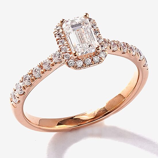 Certified (F / Si1) Womens 3/4 CT. T.W. Lab Grown White Diamond 10K Gold Side Stone Halo Engagement Ring