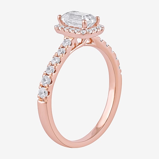 Certified (F / Si1) Womens 3/4 CT. T.W. Lab Grown White Diamond 10K Gold Side Stone Halo Engagement Ring