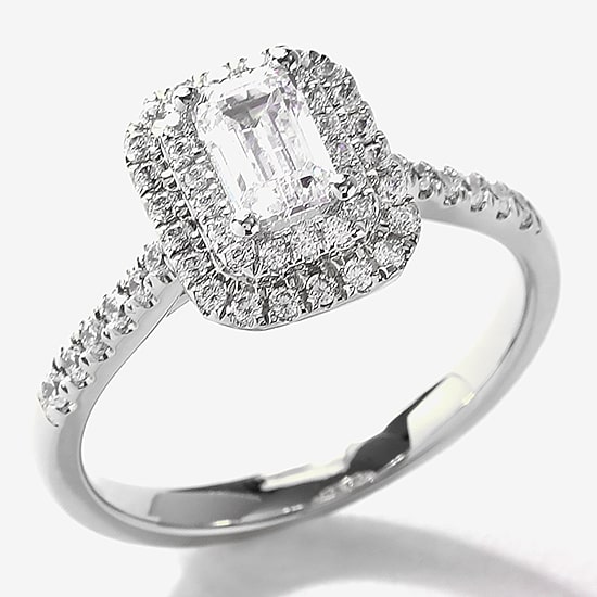 Certified (F / Si1) Womens 3/4 CT. T.W. Lab Grown White Diamond 10K Gold Side Stone Halo Engagement Ring