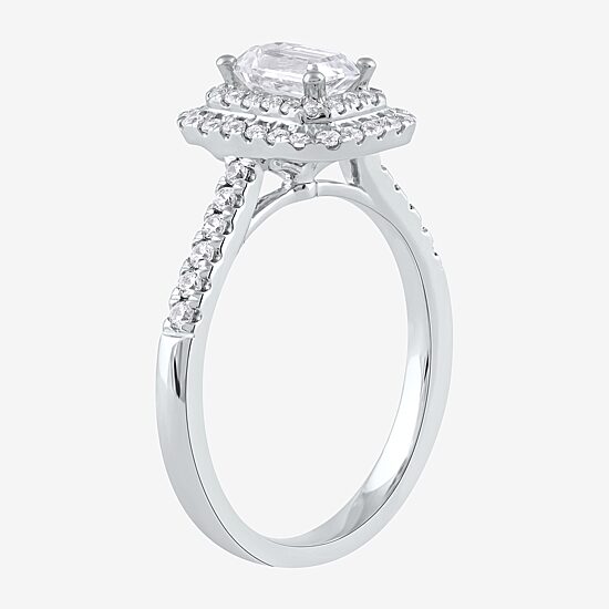 Certified (F / Si1) Womens 3/4 CT. T.W. Lab Grown White Diamond 10K Gold Side Stone Halo Engagement Ring