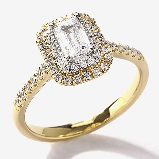 Certified (F / Si1) Womens 3/4 CT. T.W. Lab Grown White Diamond 10K Gold Side Stone Halo Engagement Ring
